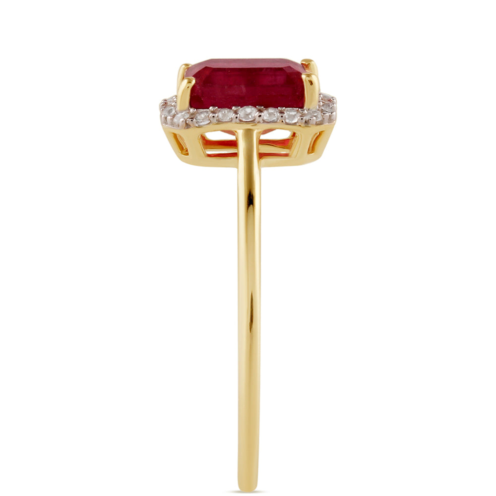 Inel din Argint 925 Placat cu Aur ( 1.28 grame ) cu Rubin Thailandez și Topaz Alb 1.69 Carate 3 
