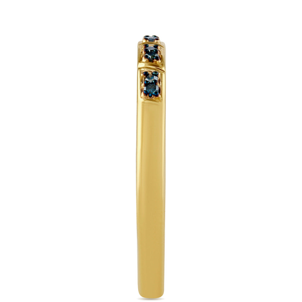 Inel din Argint 925 Placat cu Aur ( 1.72 grame ) cu Diamant Albastru 0.09 Carate