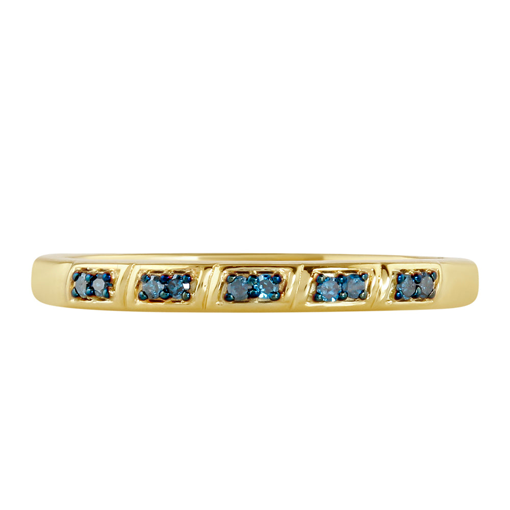 Inel din Argint 925 Placat cu Aur ( 1.72 grame ) cu Diamant Albastru 0.09 Carate 1 