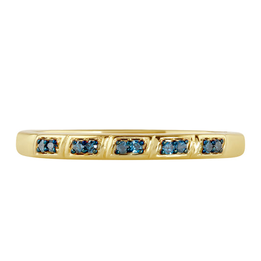 Inel din Argint 925 Placat cu Aur ( 1.72 grame ) cu Diamant Albastru 0.09 Carate