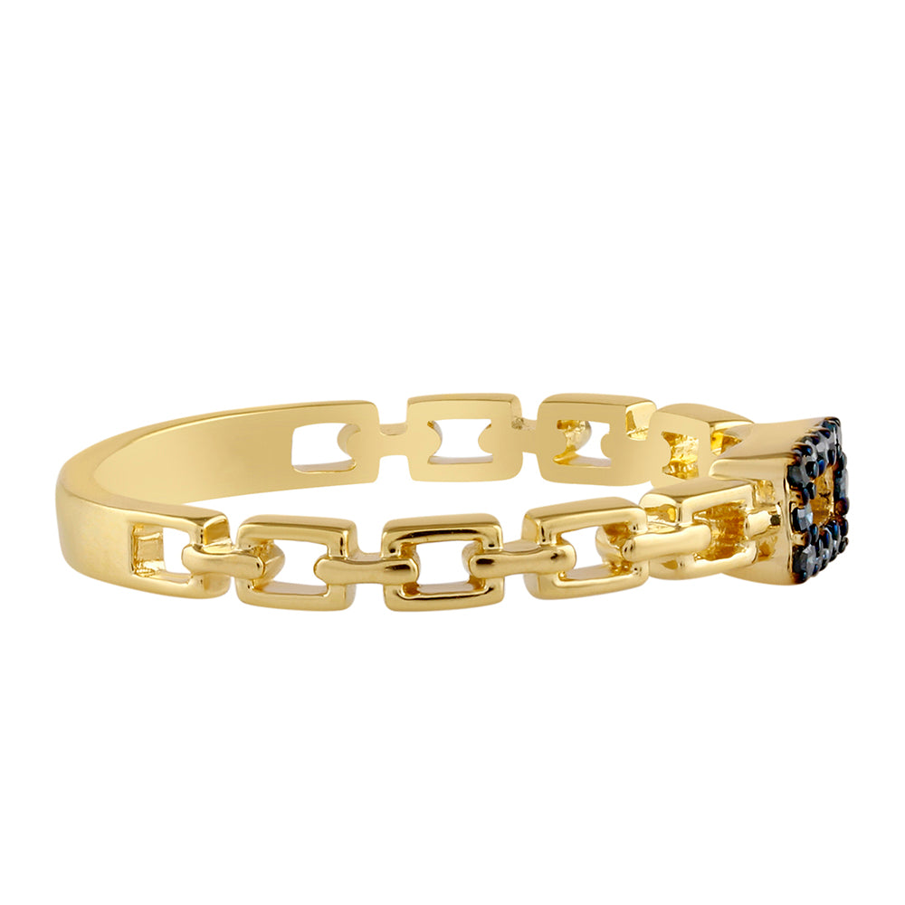 Inel din Argint 925 Placat cu Aur ( 2.14 grame ) cu Diamant Albastru 0.11 Carate 2 