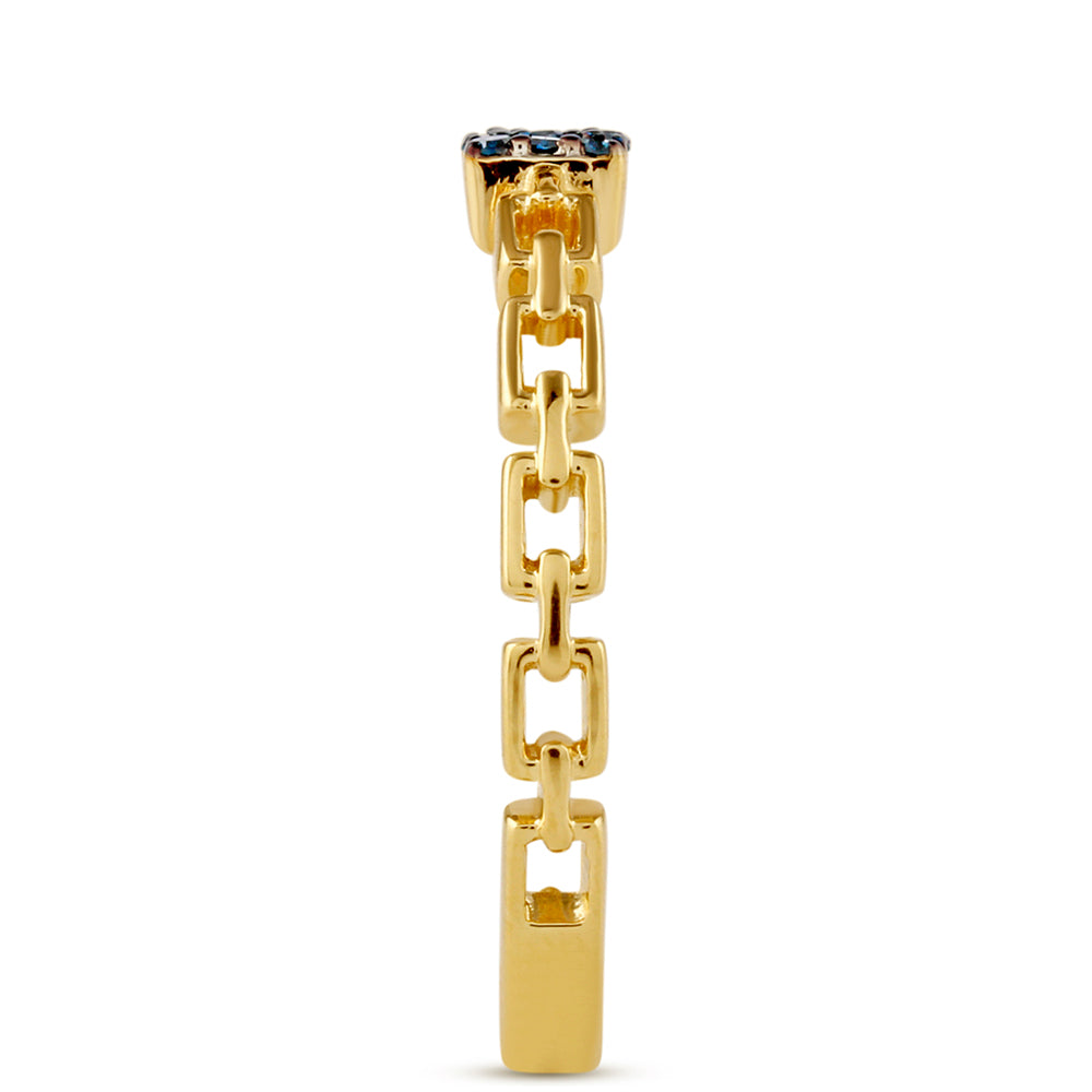 Inel din Argint 925 Placat cu Aur ( 2.14 grame ) cu Diamant Albastru 0.11 Carate 3 