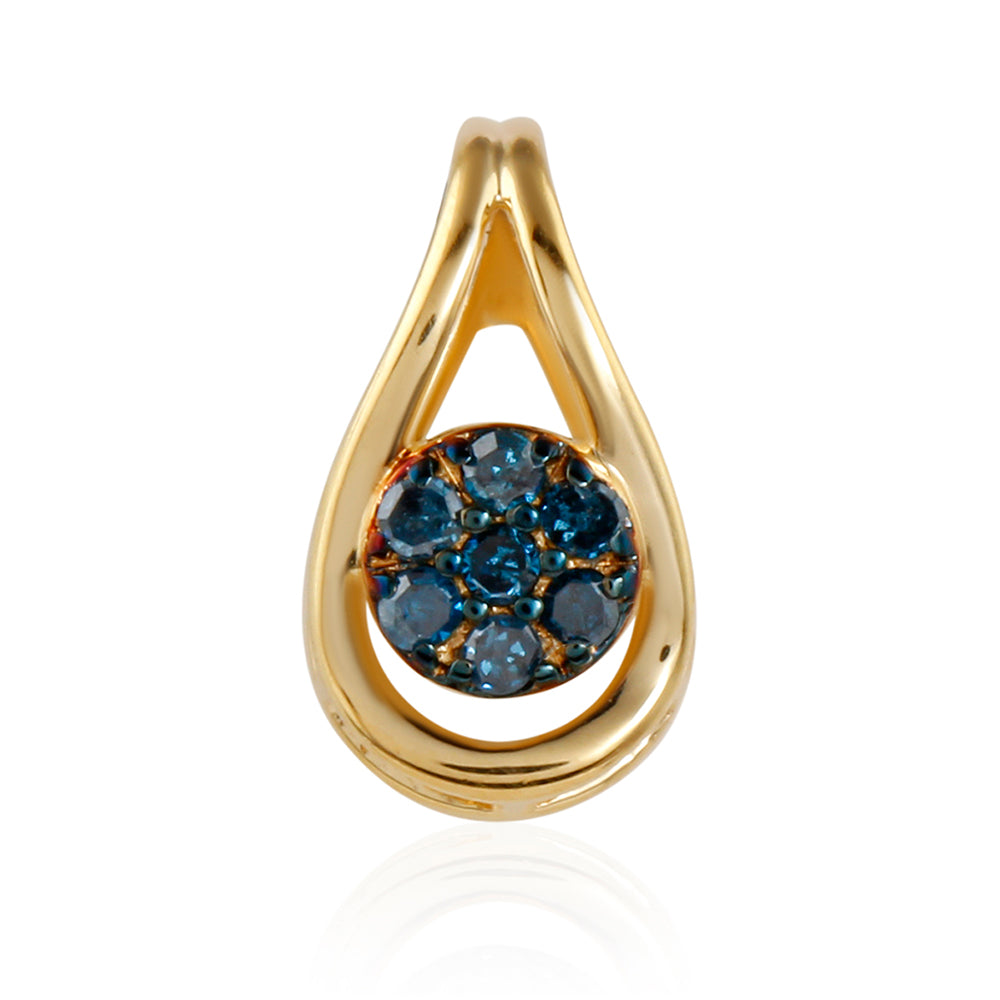 Pandantiv din Argint 925 Placat cu Aur ( 0.55 grame ) cu Diamant Albastru 0.08 Carate 1 