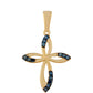 Cruce Pandantiv din Argint 925 Placat cu Aur ( 1.45 grame ) cu Diamant Albastru 0.16 Carate