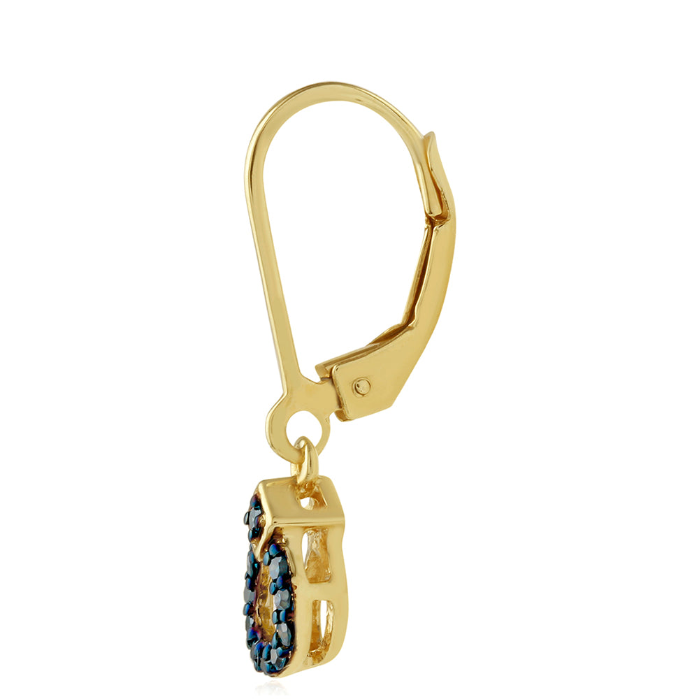 Cercei din Argint 925 Placat cu Aur ( 1.58 grame ) cu Diamant Albastru 0.17 Carate 2 