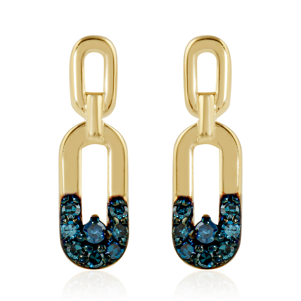 Cercei din Argint 925 Placat cu Aur ( 2.52 grame ) cu Diamant Albastru 0.15 Carate