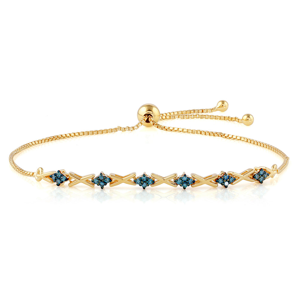 Brățară din Argint 925 Placat cu Aur ( 3.47 grame ) cu Diamant Albastru 0.21 Carate 1 