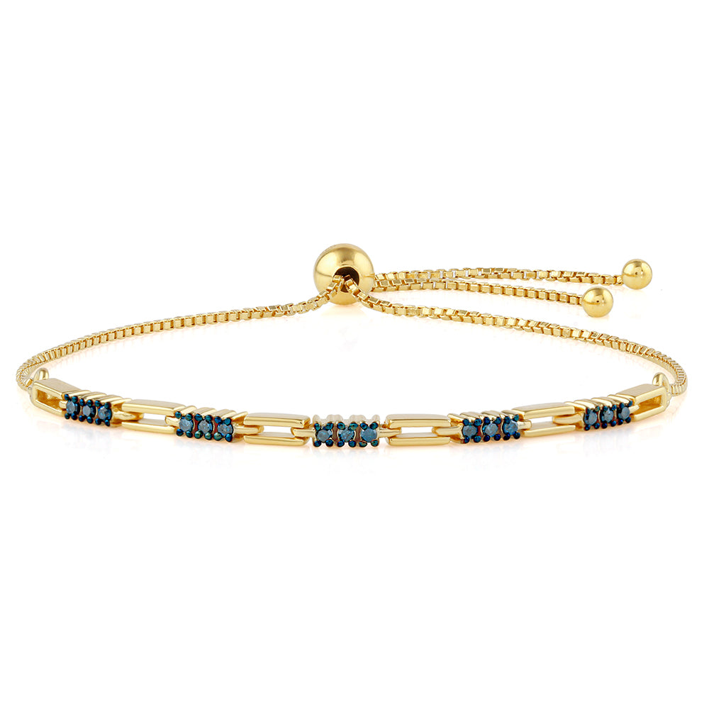 Brățară din Argint 925 Placat cu Aur ( 4.32 grame ) cu Diamant Albastru 0.2 Carate 1 