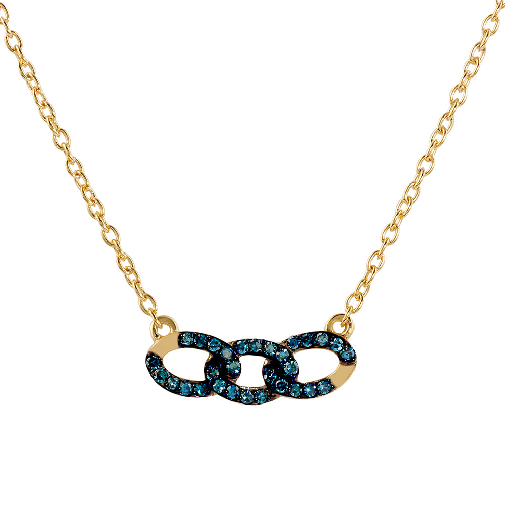 Colier din Argint 925 Placat cu Aur ( 3.21 grame ) cu Diamant Albastru 0.22 Carate