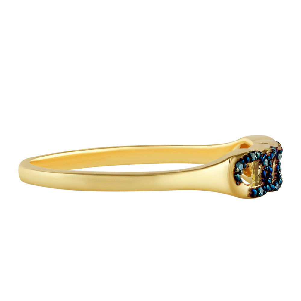 Inel din Argint 925 Placat cu Aur ( 1.68 grame ) cu Diamant Albastru 0.05 Carate 2 