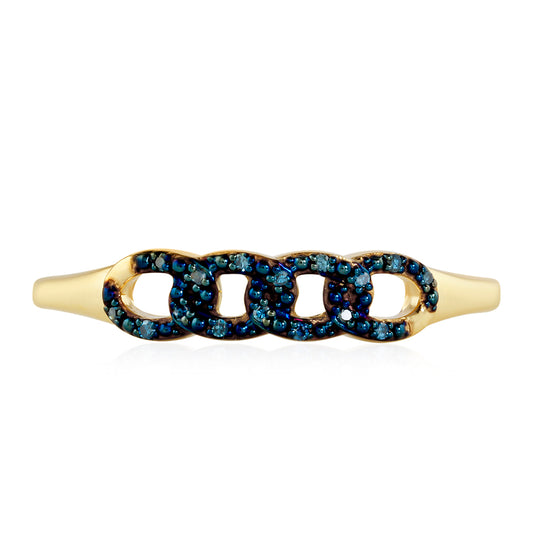 Inel din Argint 925 Placat cu Aur ( 1.68 grame ) cu Diamant Albastru 0.05 Carate