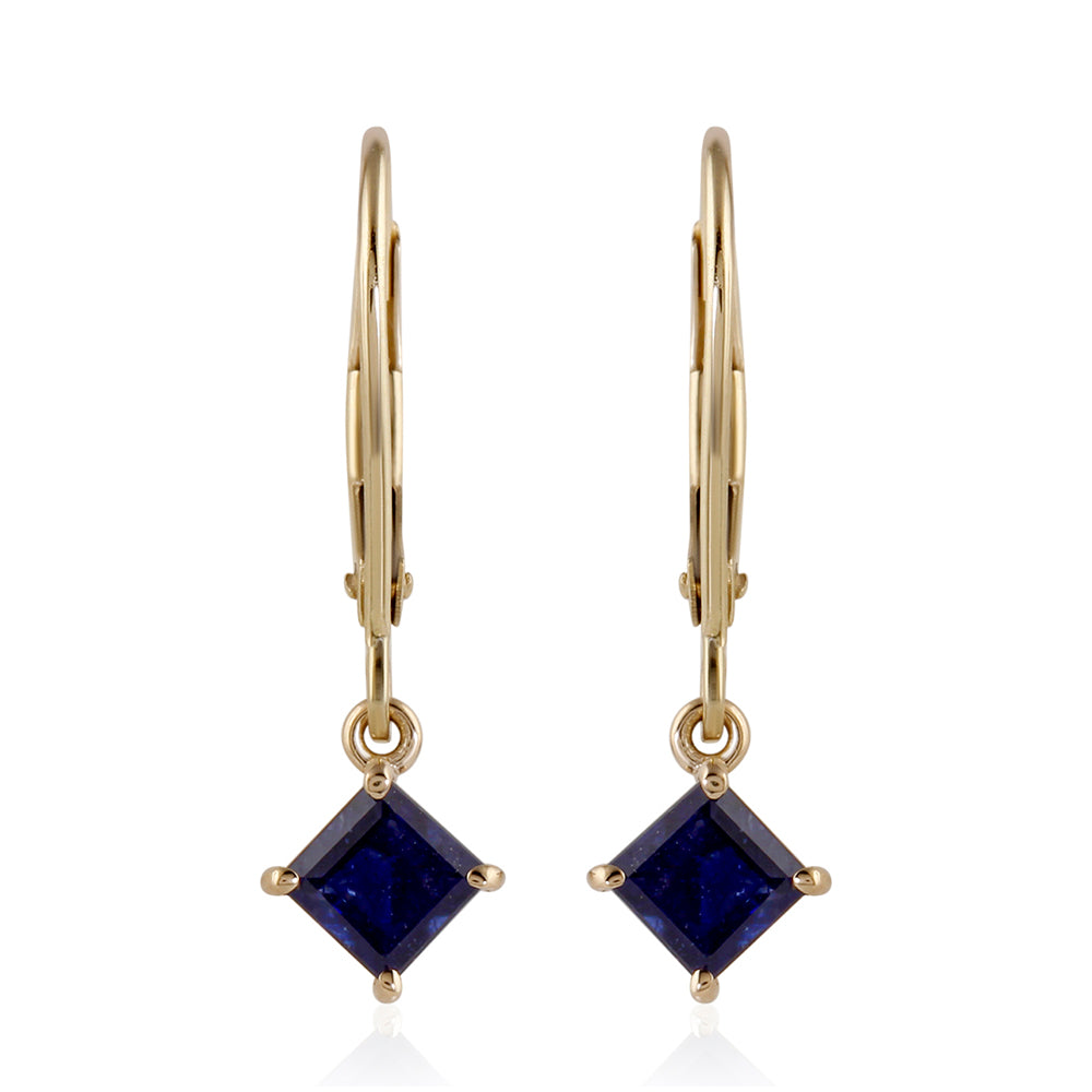 Cercei din Aur de 9K ( 1 grame ) cu Safir Thailandez 1.03 Carate