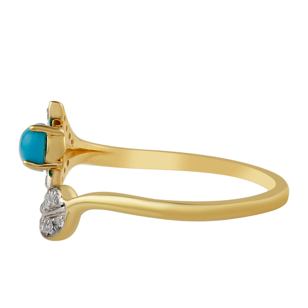 Inel din Argint 925 Placat cu Aur ( 1.66 grame ) cu Turcoaz ”Frumoasa Adormită” și Topaz Alb 0.59 Carate 2 