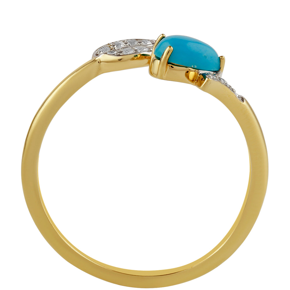 Inel din Argint 925 Placat cu Aur ( 1.66 grame ) cu Turcoaz ”Frumoasa Adormită” și Topaz Alb 0.59 Carate 3 