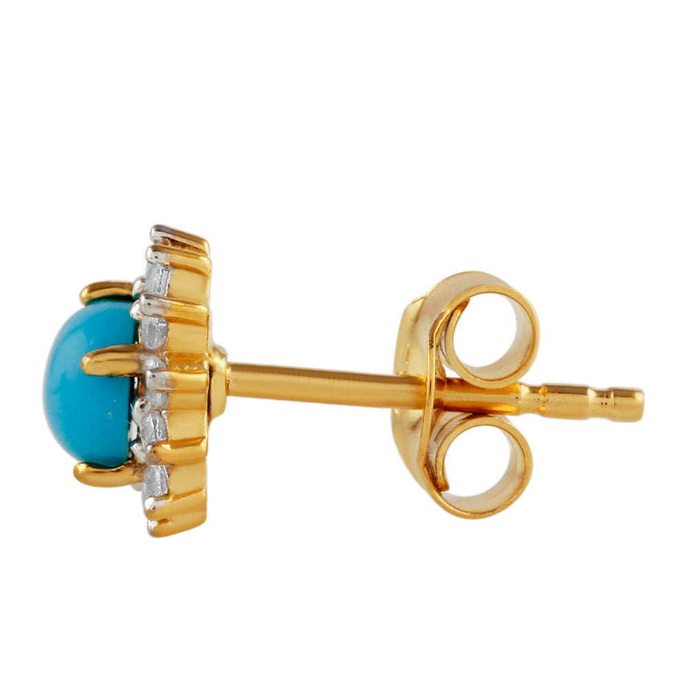 Cercei din Argint 925 Placat cu Aur ( 1.22 grame ) cu Turcoaz ”Frumoasa Adormită” și Topaz Alb 0.87 Carate 2 
