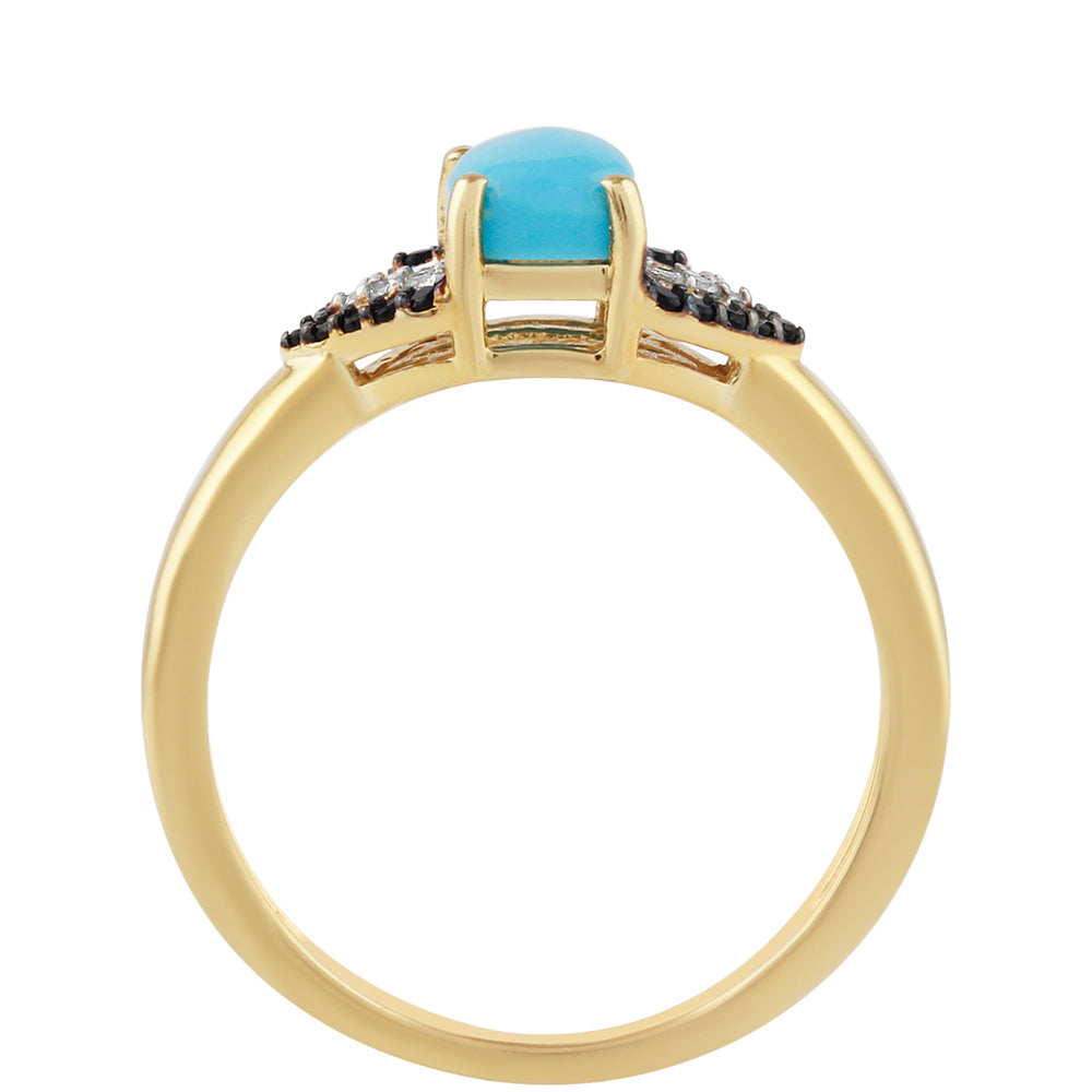Inel din Argint 925 Placat cu Aur ( 2.45 grame ) cu Turcoaz ”Frumoasa Adormită” și Topaz Alb 1.14 Carate 4 