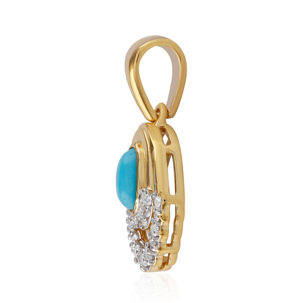 Pandantiv din Argint 925 Placat cu Aur ( 1.23 grame ) cu Turcoaz ”Frumoasa Adormită” și Topaz Alb 0.42 Carate 2 