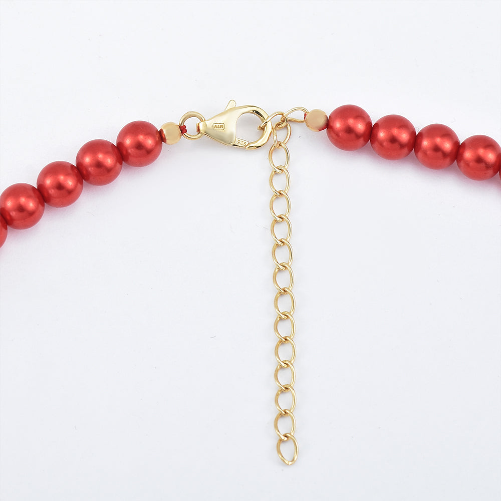 Colier din Argint 925 Placat cu Aur ( 3.62 grame ) cu Perlă de apă dulce roșie 108.22 Carate 2 