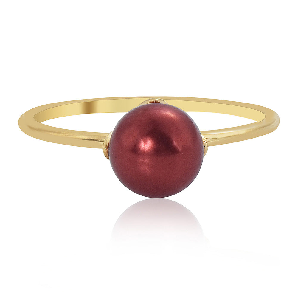 Set din Argint 925 Placat cu Aur ( 3.63 grame ) cu Perlă de apă dulce roșie 17.08 Carate ( Cercei+Inel+Pandantiv ) 2 