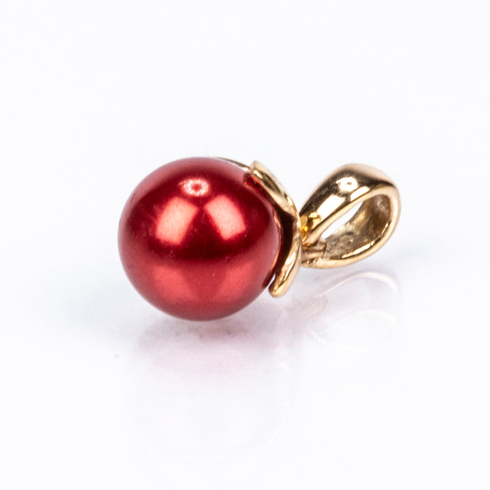 Set din Argint 925 Placat cu Aur ( 3.63 grame ) cu Perlă de apă dulce roșie 17.08 Carate ( Cercei+Inel+Pandantiv )