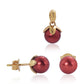 Set din Argint 925 Placat cu Aur ( 3.63 grame ) cu Perlă de apă dulce roșie 17.08 Carate ( Cercei+Inel+Pandantiv )
