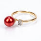 Inel din Argint 925 Placat cu Aur ( 2.21 grame ) cu Perlă de apă dulce roșie și Topaz Alb 3.96 Carate