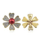 Broşă din Argint 925 Placat cu Aur ( 3.89 grame ) cu Perlă de apă dulce roșie și Topaz Alb 3.87 Carate