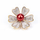 Broşă din Argint 925 Placat cu Aur ( 3.89 grame ) cu Perlă de apă dulce roșie și Topaz Alb 3.87 Carate