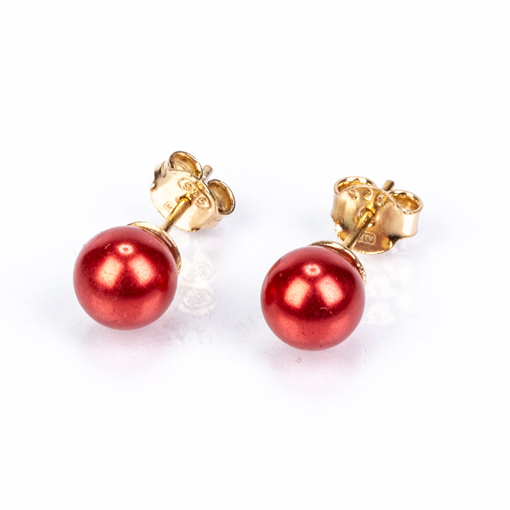 Set din Argint 925 Placat cu Aur ( 1.81 grame ) cu Perlă de apă dulce roșie 314.2 Carate ( Colier+Cercei+Brățară ) 6 