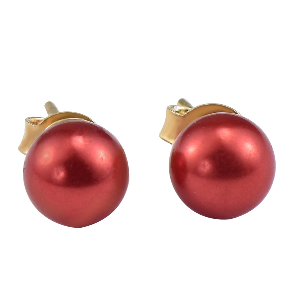 Set din Argint 925 Placat cu Aur ( 1.81 grame ) cu Perlă de apă dulce roșie 314.2 Carate ( Colier+Cercei+Brățară ) 4 