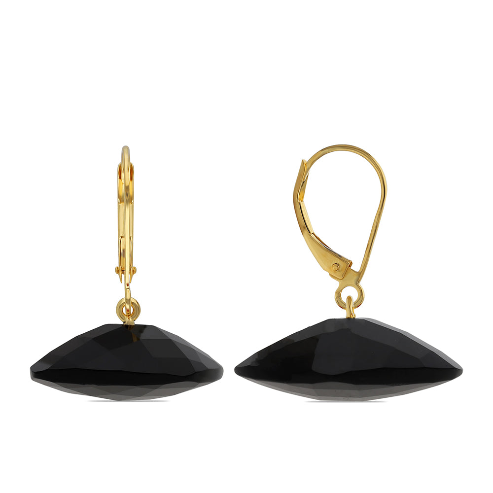 Cercei din Argint 925 Placat cu Aur ( 0.55 grame ) cu Onix Negru 40.81 Carate 1 