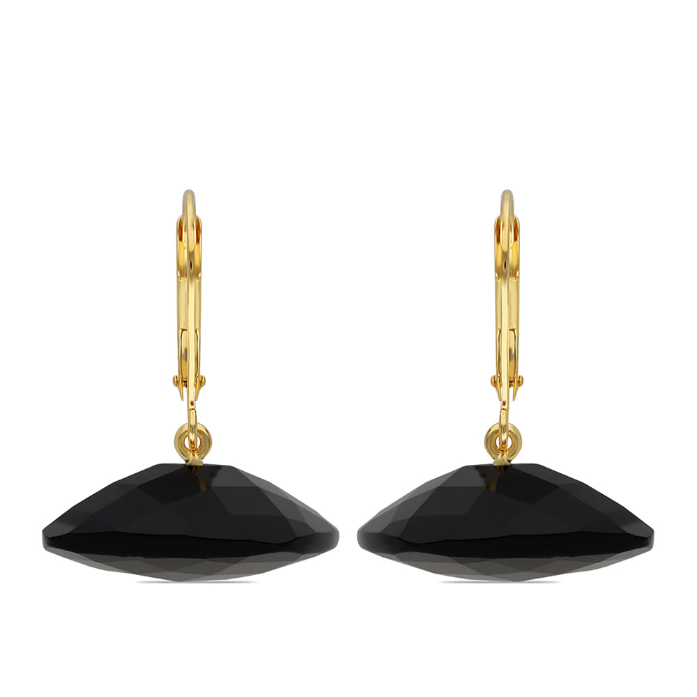 Cercei din Argint 925 Placat cu Aur ( 0.55 grame ) cu Onix Negru 40.81 Carate 2 