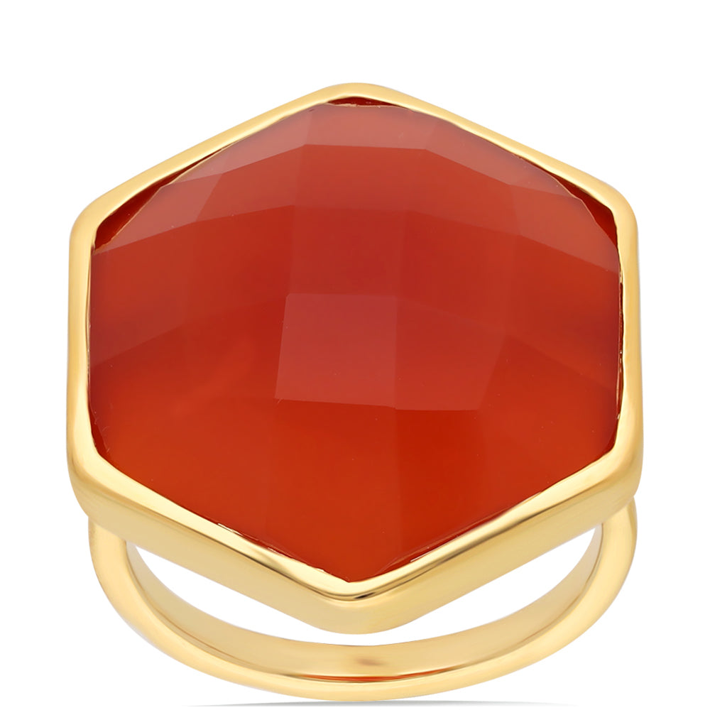 Inel din Argint 925 Placat cu Aur ( 4.65 grame ) cu Onix Roșu 21.72 Carate 1 