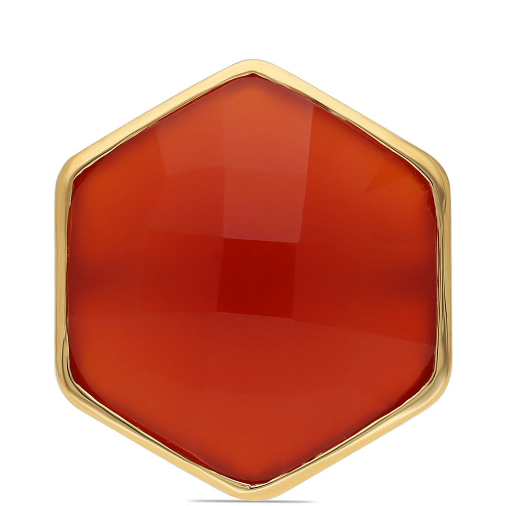 Inel din Argint 925 Placat cu Aur ( 4.65 grame ) cu Onix Roșu 21.72 Carate 2 