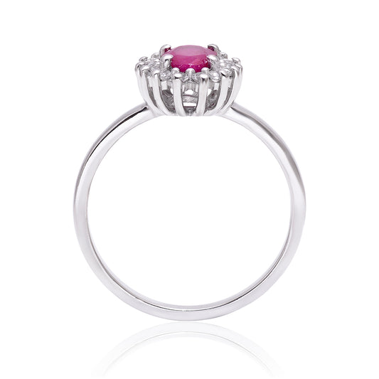 Inel din Argint 925 ( 2.56 grame ) cu Rubin Malagasy și Topaz Alb 0.93 Carate