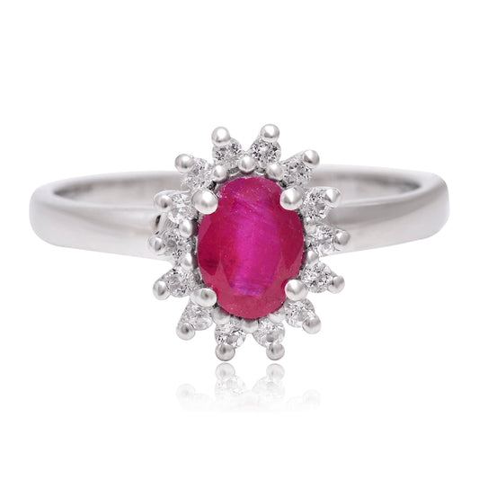 Inel din Argint 925 ( 2.56 grame ) cu Rubin Malagasy și Topaz Alb 0.93 Carate