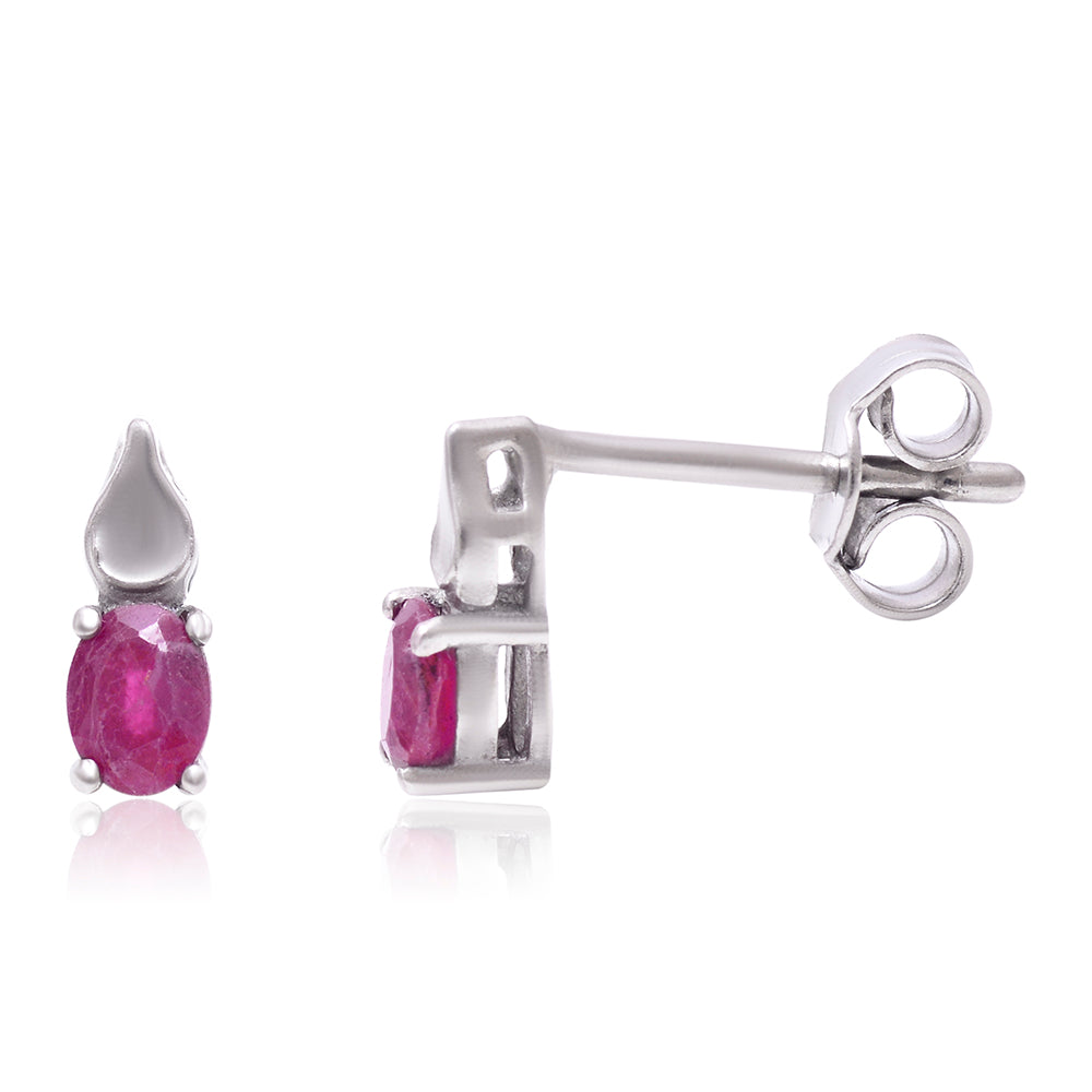 Cercei din Argint 925 ( 0.84 grame ) cu Rubin Malagasy 0.51 Carate 1 