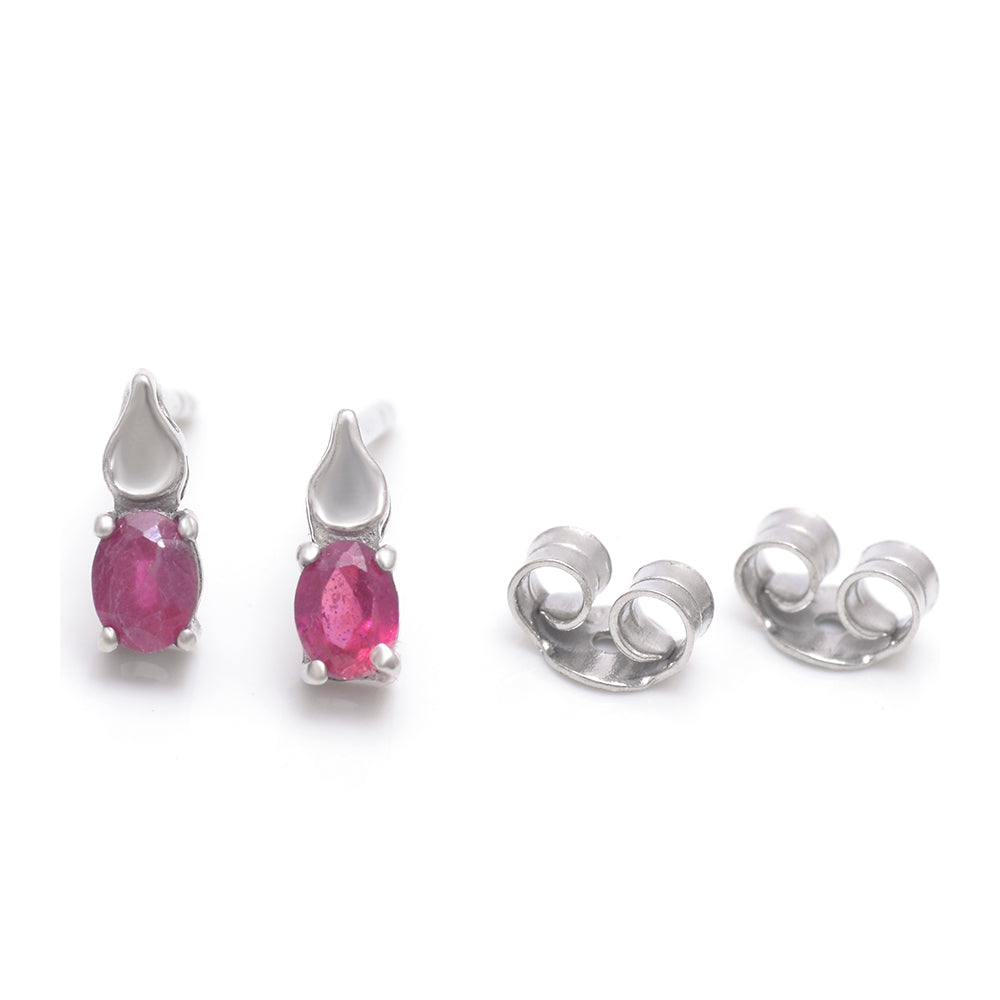 Cercei din Argint 925 ( 0.84 grame ) cu Rubin Malagasy 0.51 Carate 3 