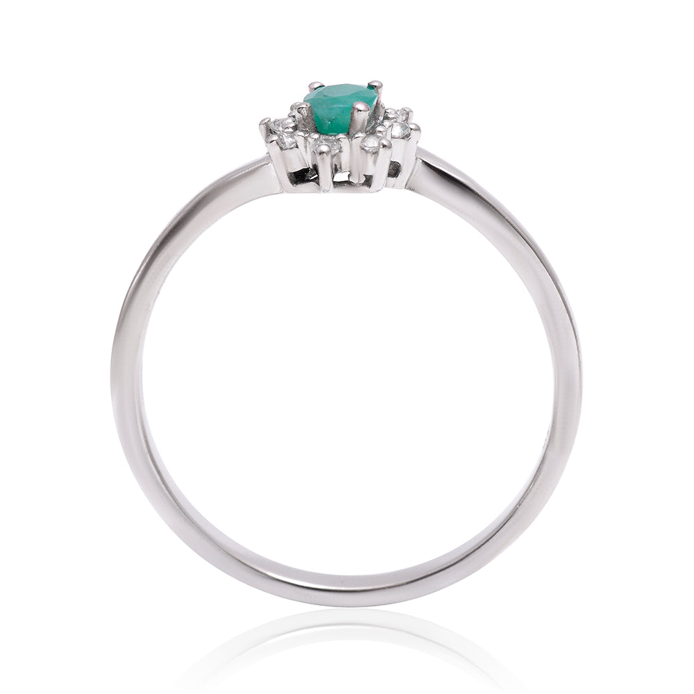 Inel din Argint 925 ( 1.71 grame ) cu Smarald Brazilian și Topaz Alb 0.17 Carate 5 