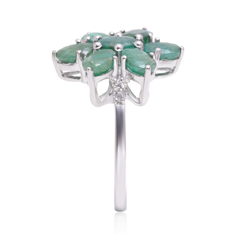 Inel din Argint 925 ( 3.33 grame ) cu Smarald Brazilian și Topaz Alb 3.16 Carate 3 