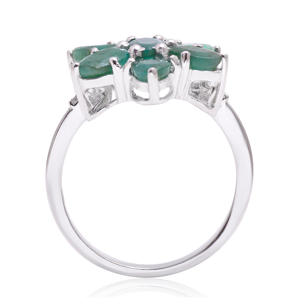 Inel din Argint 925 ( 3.33 grame ) cu Smarald Brazilian și Topaz Alb 3.16 Carate