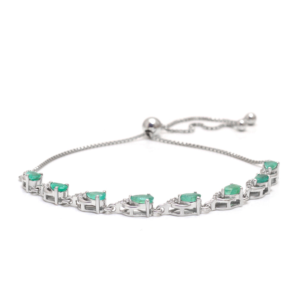 Brățară din Argint 925 ( 3.98 grame ) cu Smarald Brazilian și Topaz Alb 1.6 Carate
