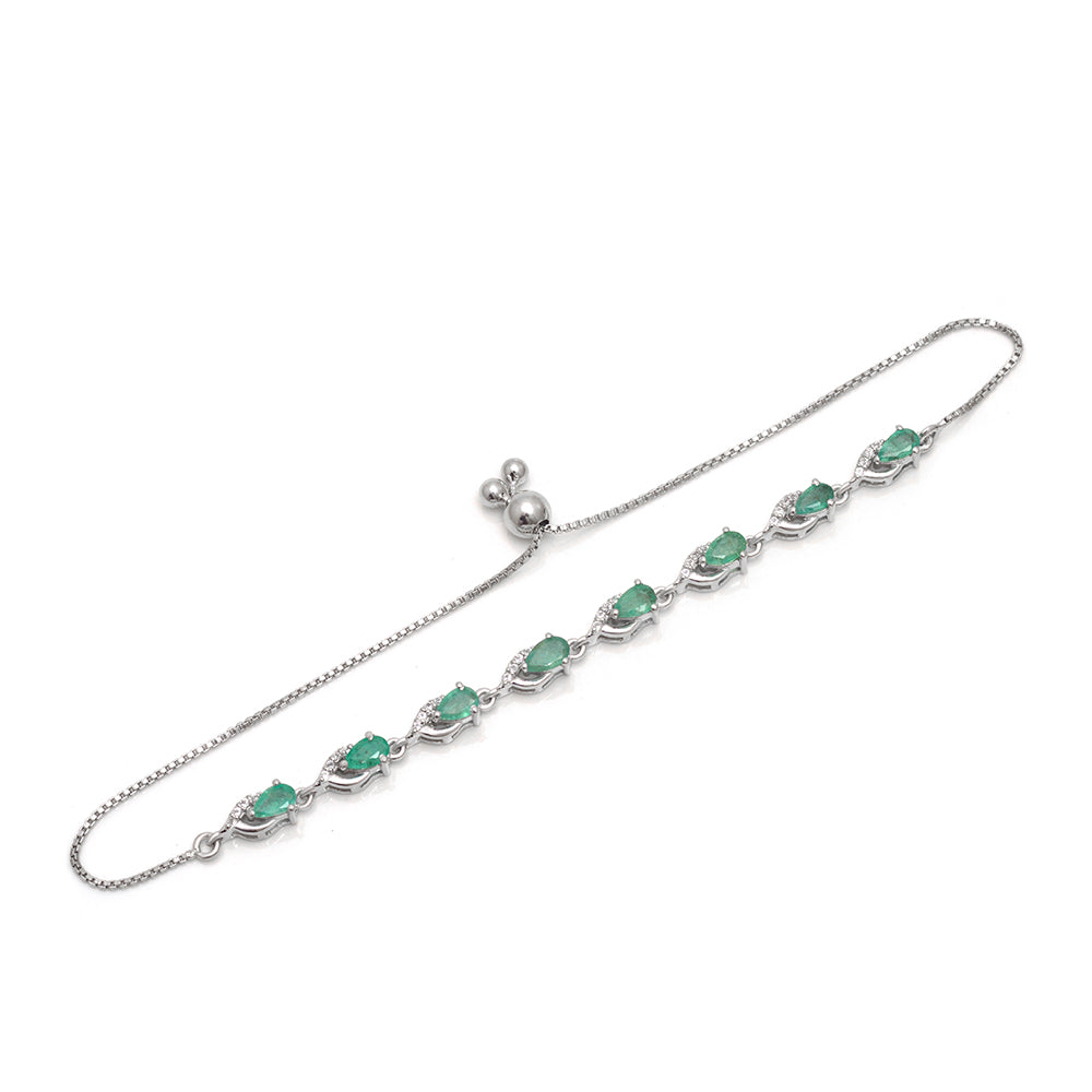 Brățară din Argint 925 ( 3.98 grame ) cu Smarald Brazilian și Topaz Alb 1.6 Carate