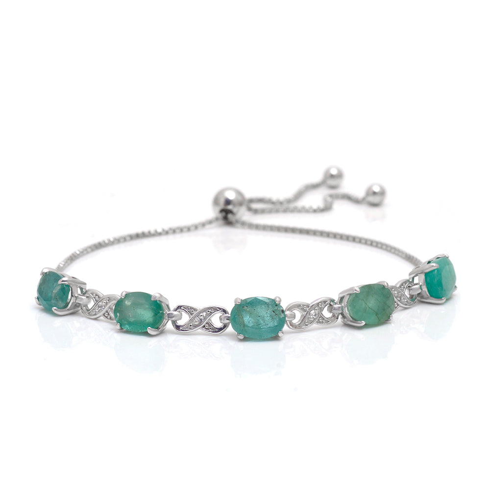 Brățară din Argint 925 ( 3.31 grame ) cu Smarald Brazilian și Topaz Alb 4 Carate 1 