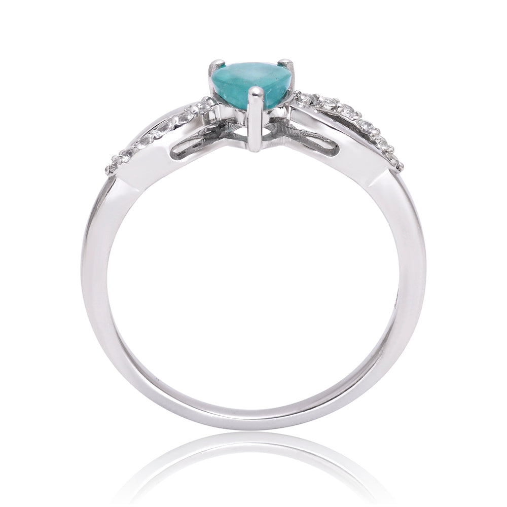 Inel din Argint 925 ( 2.46 grame ) cu Smarald Brazilian și Topaz Alb 0.65 Carate