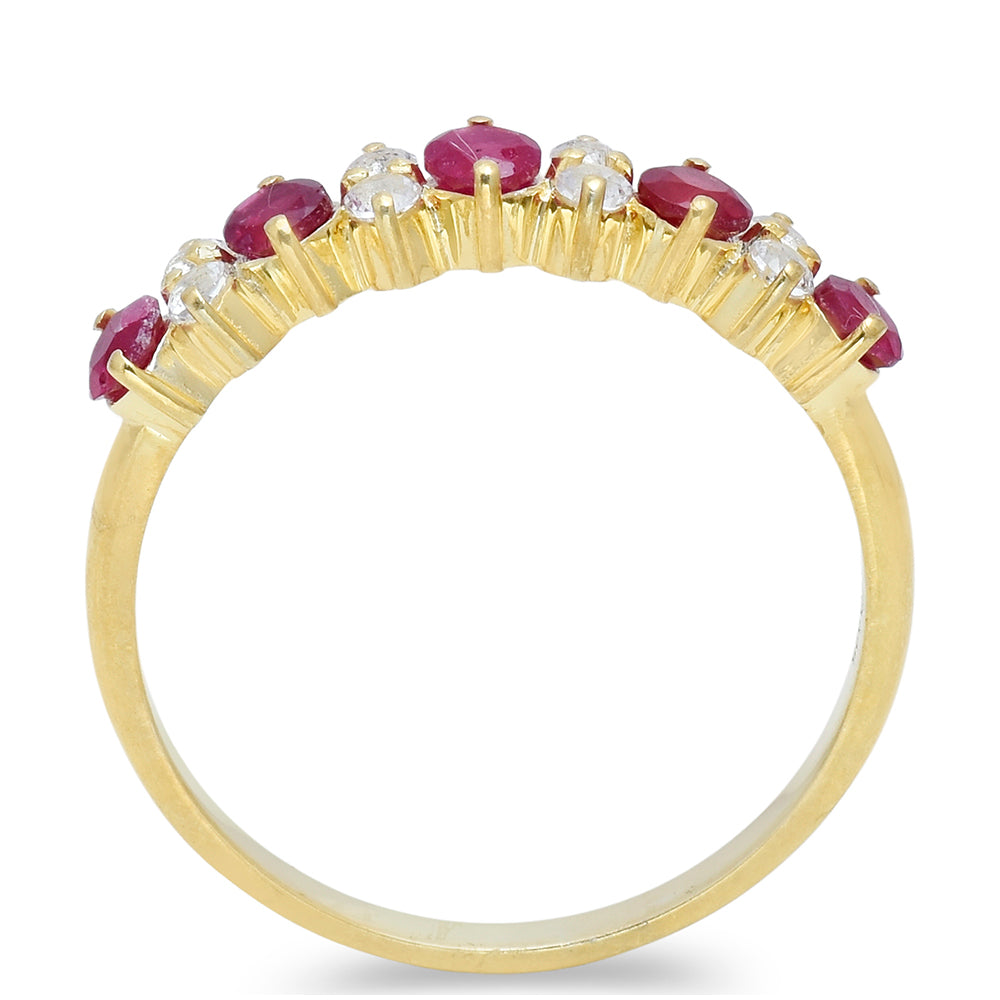 Inel din Argint 925 Placat cu Aur ( 2.2 grame ) cu Rubin Malagasy și Topaz Alb 0.9 Carate 2 