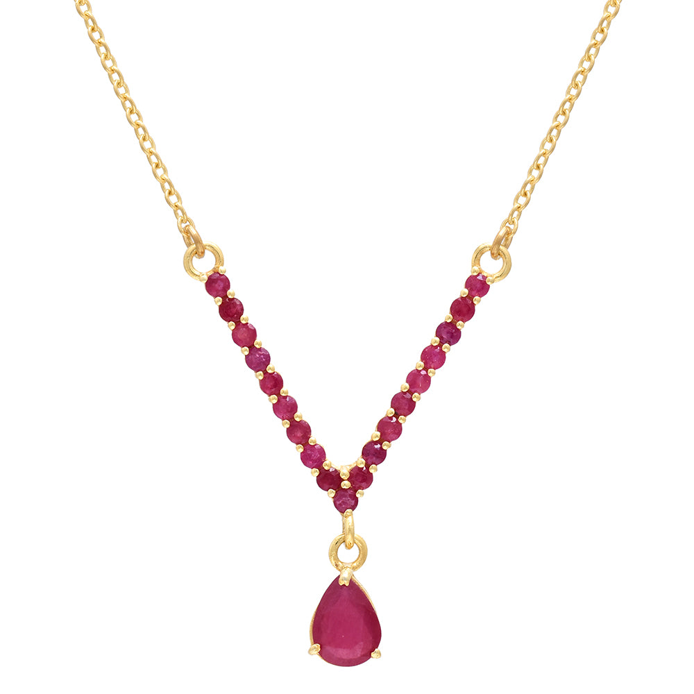 Colier din Argint 925 Placat cu Aur ( 3.75 grame ) cu Rubin Malagasy 2.54 Carate 1 