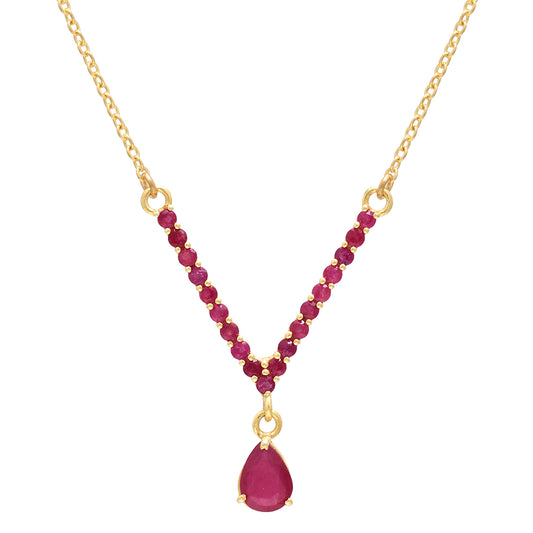 Colier din Argint 925 Placat cu Aur ( 3.75 grame ) cu Rubin Malagasy 2.54 Carate