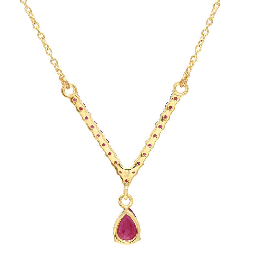 Colier din Argint 925 Placat cu Aur ( 3.75 grame ) cu Rubin Malagasy 2.54 Carate