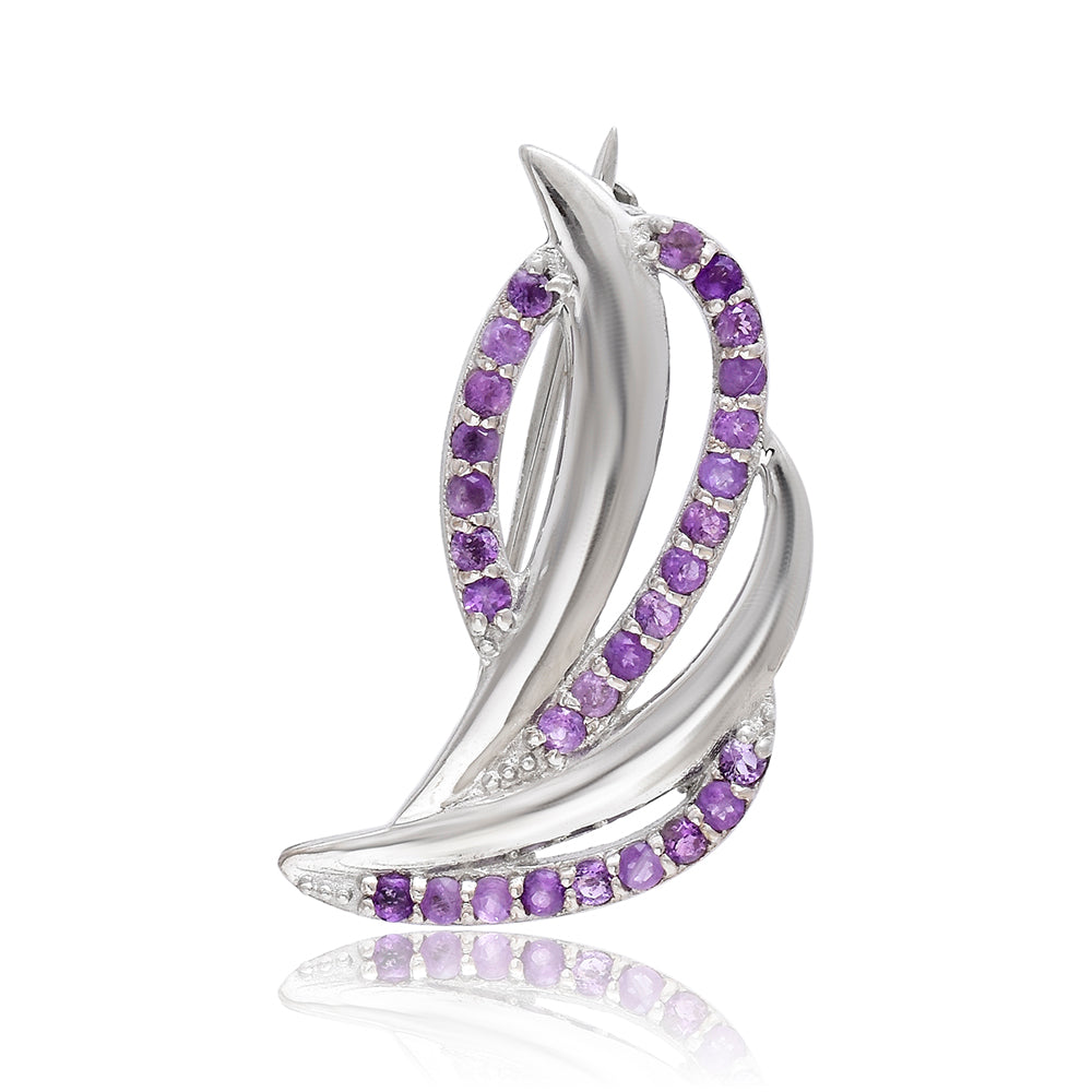 Broşă din Argint 925 ( 2.45 grame ) cu Ametist Marocan 0.35 Carate 1 